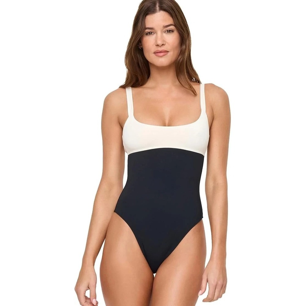 L Space Descanso One Piece Swimsuit Size XS Black Cream $129